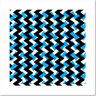 Waves black and blue pattern Posters and Art